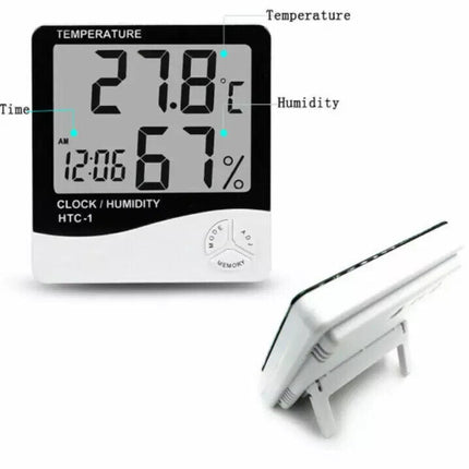 Digital LCD Thermometer Hygrometer Humidity Meter Room Indoor Temperature Clock