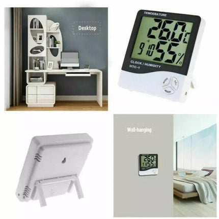 Digital LCD Thermometer Hygrometer Humidity Meter Room Indoor Temperature Clock