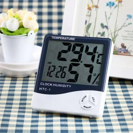 Digital LCD Thermometer Hygrometer Humidity Meter Room Indoor Temperature Clock
