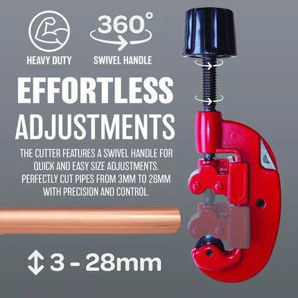 PIPE TUBE CUTTER 3MM - 28MM COPPER BRASS BRAKE CUT PIPE ALUMINIUM RADIATOR DIY