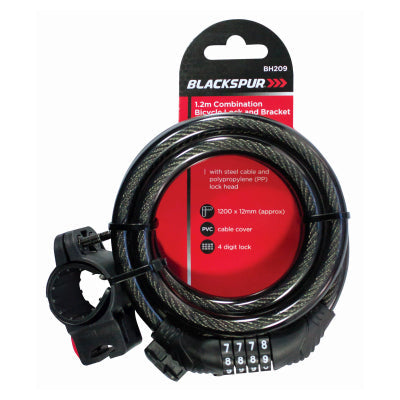1.2M X 12MM COMBINATION BICYCLE LOCK AND BRACKET
