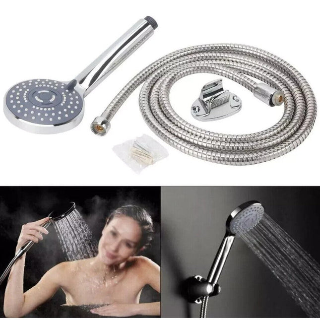 1.5M Shower Head Set Universal Multi Function Chrome Anti-Limescale Bath Hose