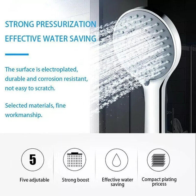 1.5M Shower Head Set Universal Multi Function Chrome Anti-Limescale Bath Hose