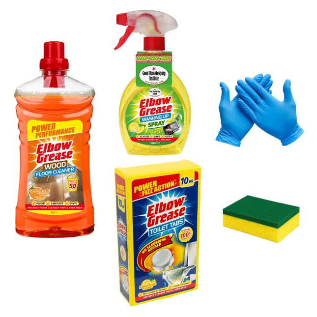 Elbow Cleaning Solution Floor Cleaning Washing Up Spray Toilet Tabs Glove Sponge
