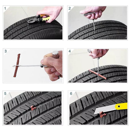 10 TUBELESS TIRE TYRE PUNCTURE REPAIR KIT STRIPS PLUG CAR VAN TRUCK BIKE