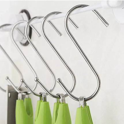 10 x S Hooks Stainless Steel Kitchen Pan Utensil Clothes Hanger Hanging 3.5 in