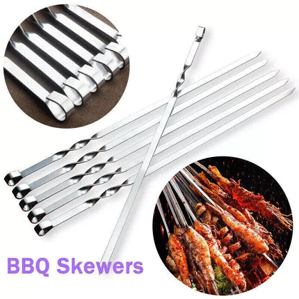 10PCS BBQ Metal Kebab Grilling Steel Sticks 35cm