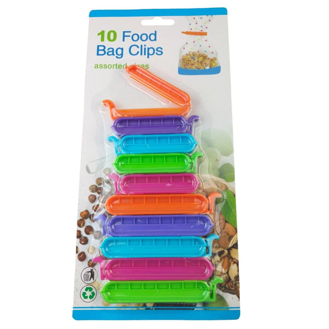10pcs Bag Clips Mixed Sizes Multicolour