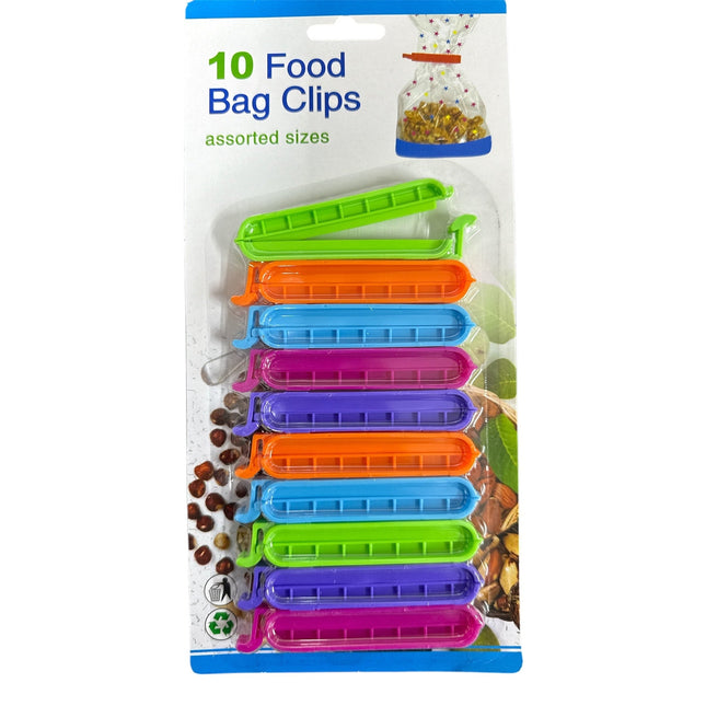 10pcs Bag Clips Mixed Sizes Multicolour