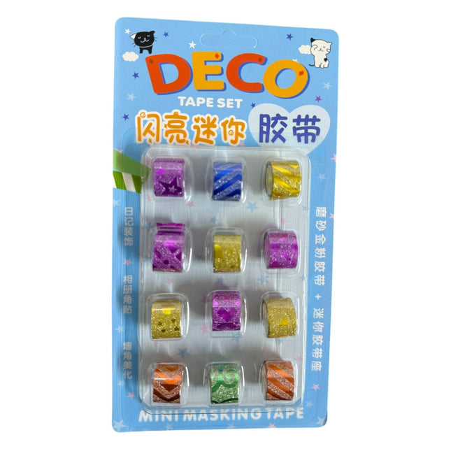 12 Pcs/Set Adhesive Tape Lovely mini glitter Washi Tape Set DIY Decoration Sticker Label Masking Tape