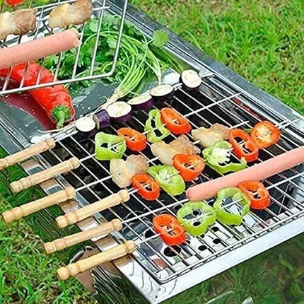12 pcs BBQ SKEWERS WOOD HANDLE 30CM