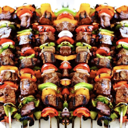 12 pcs BBQ SKEWERS WOOD HANDLE 30CM