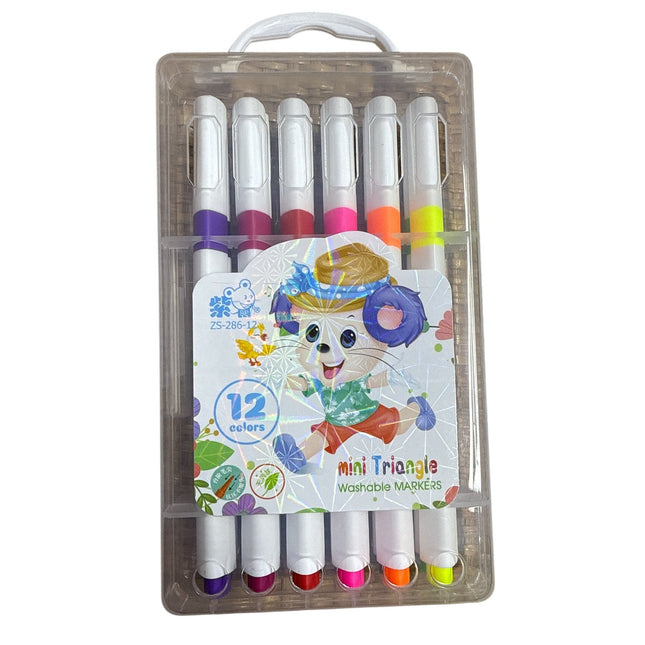 12 pcs Washable Markers Mini Triangle