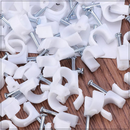 120 Pcs Round Cable 8MM White Nails Clip Wall Tacks Wire Clamps Organizing Cables