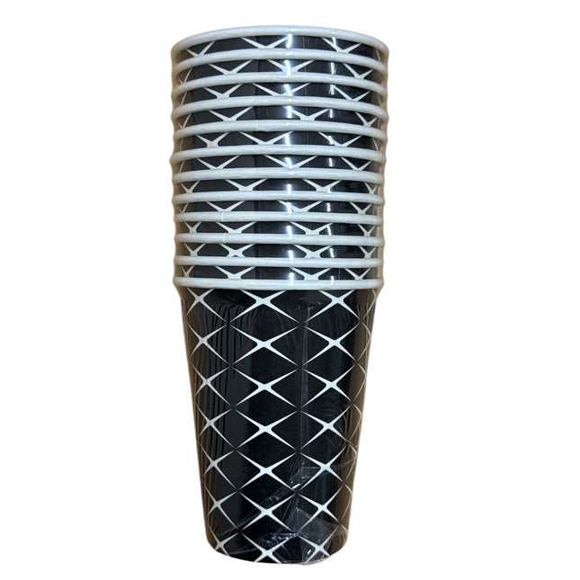 12pcs Disposable Coffee Cups 12oz Black Kraft Paper Cups For Hot & Cold Drinks