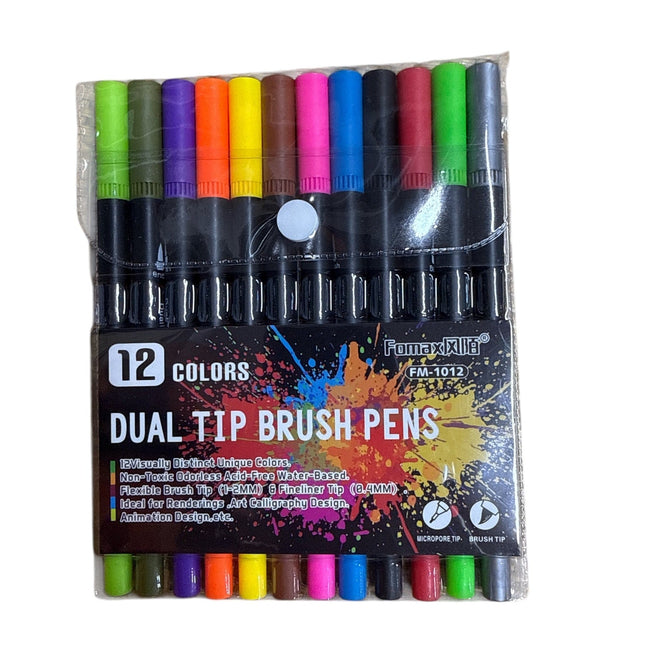 12pcs Dual Tip Brush Pen