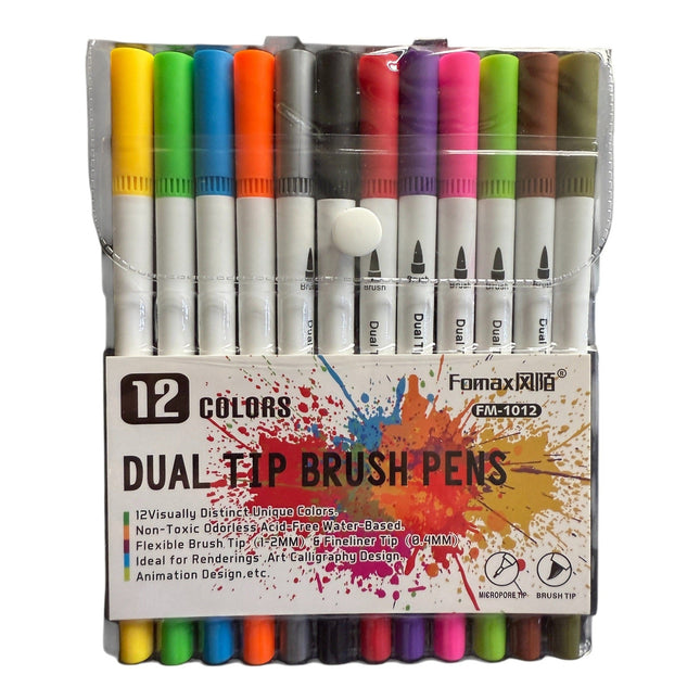12pcs Dual Tip Brush Pens