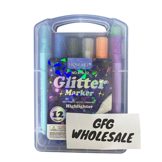 12pcs Glitter Marker Highlighter