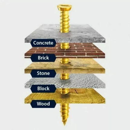 12pcs MASONRY CONCRETE BRICK SCREWS UPVC WOOD WINDOW DOOR FRAME FIXING 7.5x70mm
