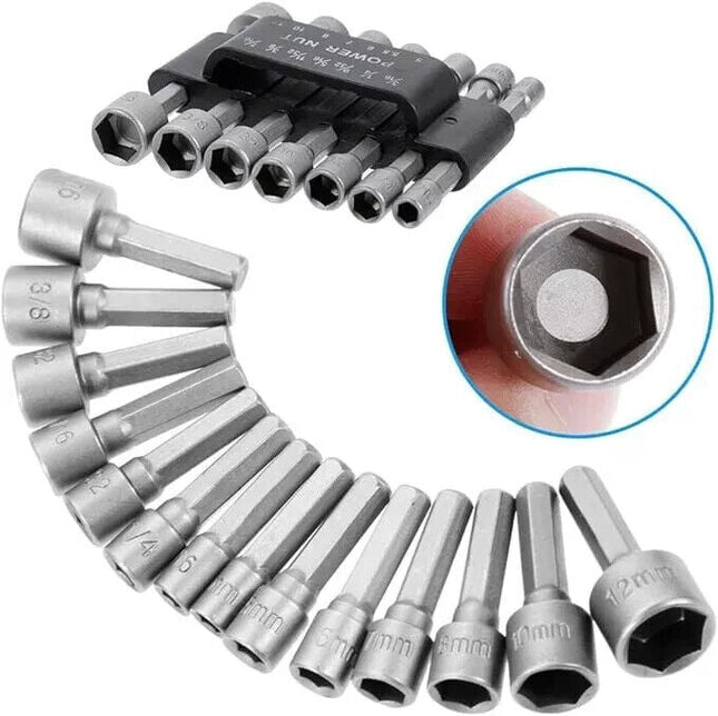 14 Pcs Nut Driver Set, 1/4'' Hex Shank Quick-Change Nut Driver Socket Kit