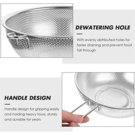 16 20 22 26 28cm Long Handle Colander Sieve Kitchen Seafood Strainer Pasta