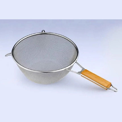 18 20 cm Stainless Steel Wire Mesh Sieve With Wooden Handle Kitchen Strainer