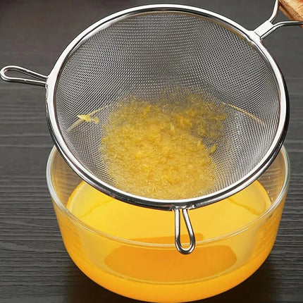 18 20 cm Stainless Steel Wire Mesh Sieve With Wooden Handle Kitchen Strainer