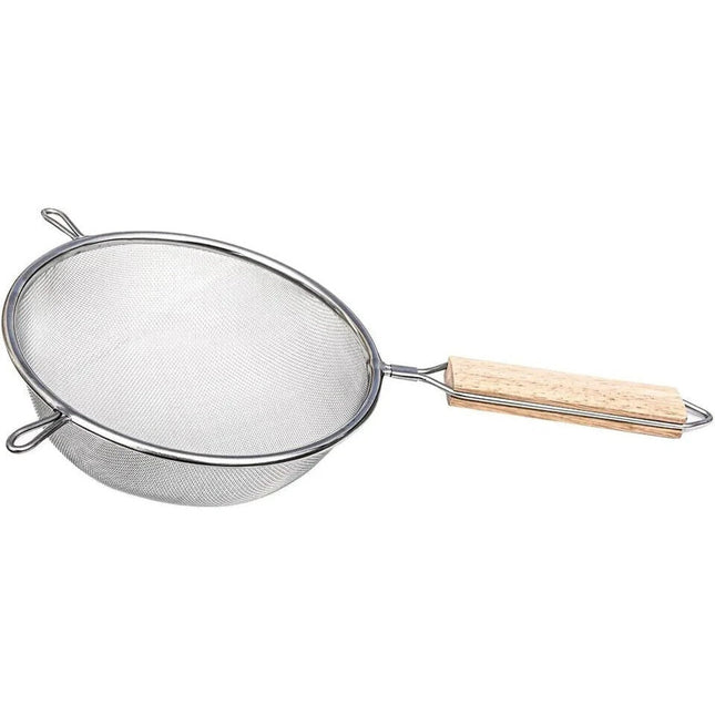 18 20 cm Stainless Steel Wire Mesh Sieve With Wooden Handle Kitchen Strainer