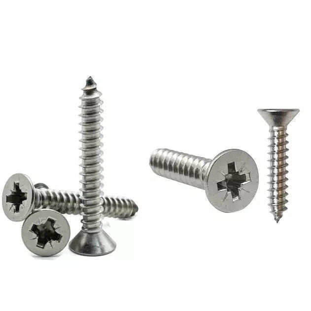 180G POZI COUNTERSUNK SELF TAPPING SCREWS A2 STAINLESS STEEL TAPPERS 3.5x40mm
