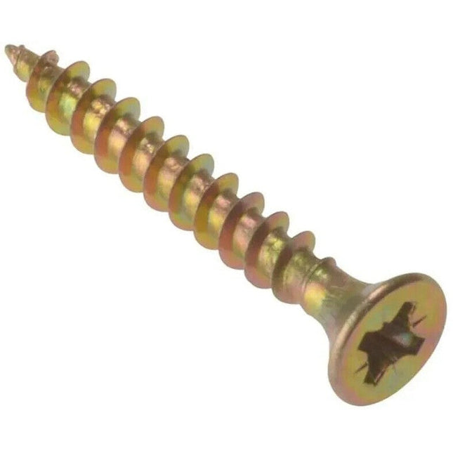 180G WOOD SCREWS MULTI-PURPOSE POZI COUNTERSUNK CHIPBOARD TIMBER YELLOW 4x30mm