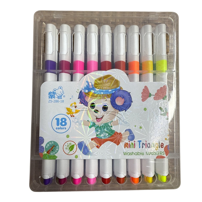 18pcs Washable Markers Mini Triangle