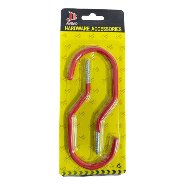 2-pcs set of Screw-in Hooks with a Red PVC Coating