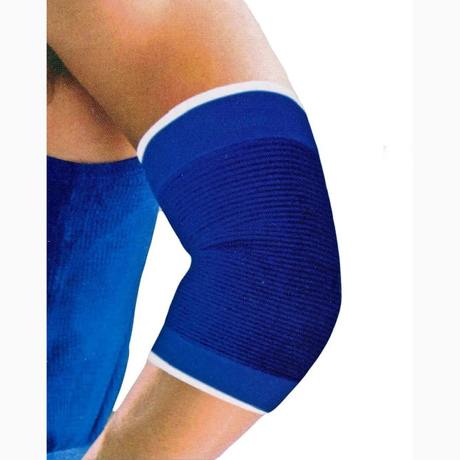 2 x Blue Elasticated ELBOW Support Sleeve Brace Wrap Guard Bandage Pad Arm Gym