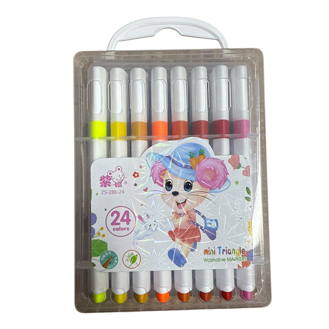 24pcs Washable Markers Mini Triangle
