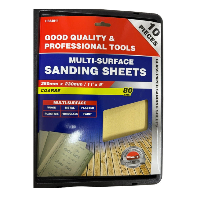 280mm x 230mm / 11" x 9" Dekton Multi-Surface Sanding Sheets 80 grit