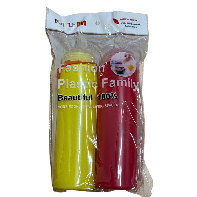 2pcs Squeeze Sauce Bottle Dispenser Mayo Ketchup Mustard BBQ Condiment 750 ML