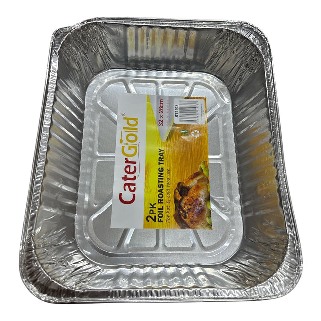 2pk Aluminium Foil Roasting Tray 32x26cm