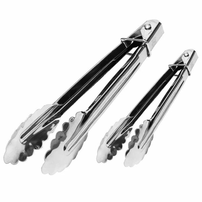 2x Stainless Steel Salad Tongs BBQ Kitchen Cooking Food Serving Bar Utensil tong