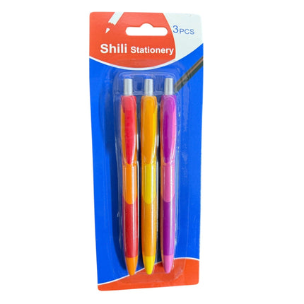 3-Piece Set of Click Pens a retractable design translucent plastic barrels