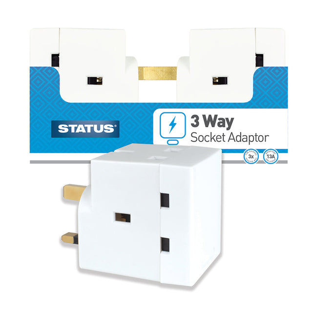 3 Way Fused Adaptor White