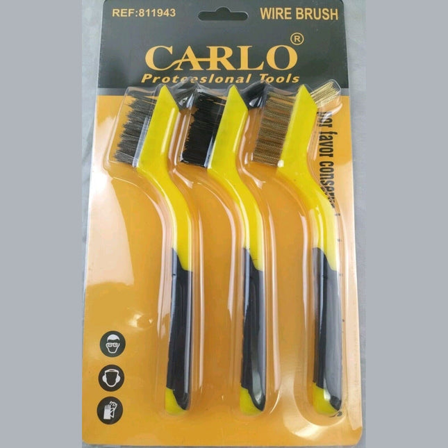 3 X Mini Wire Brush Soft Grip Brush