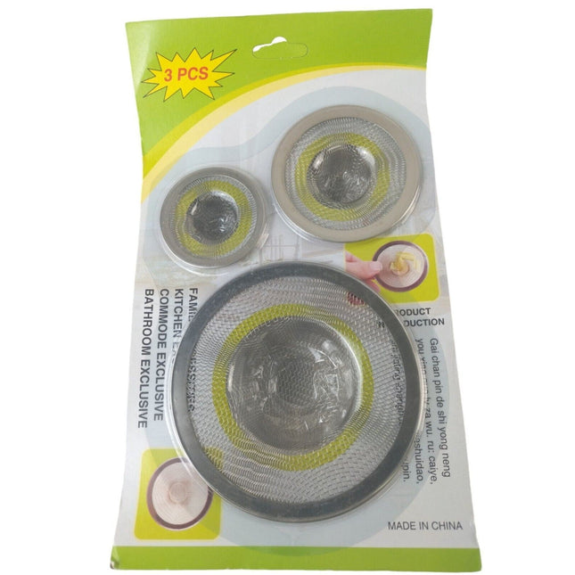 3 X STAINLESS STEEL SINK BATH PLUG HOLE STRAINER DRAINER BASIN HAIR TRAP COVER