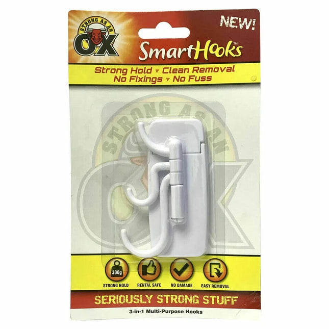 3 in 1 Multi Purpose Hooks Removable No Wall Damage Strong Adhesive Hook