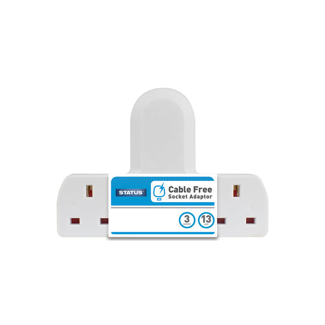 3 way Cable Free Socket White with Wrap Round Card