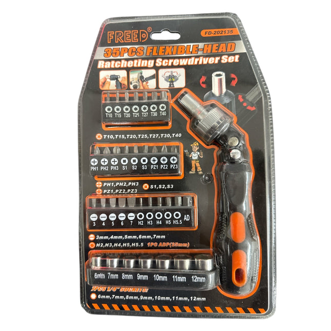 35pcs Flexible-Head Ratcheting Screwdriver Set