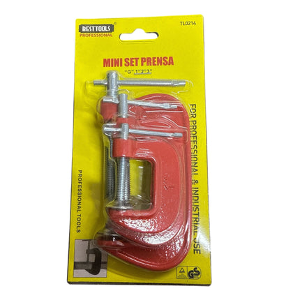 3Pc MINI G CLAMP SET 1"/2"/3" Small Wood/Metal C Grip/Vice Hobby Hand Tool