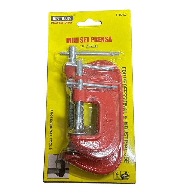 3Pc MINI G CLAMP SET 1"/2"/3" Small Wood/Metal C Grip/Vice Hobby Hand Tool