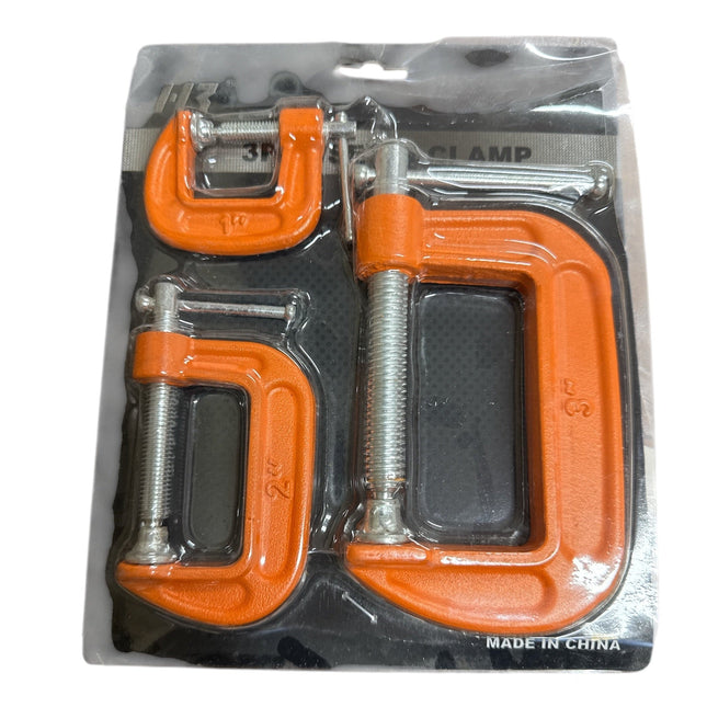 3Pc MINI G CLAMP SET 1"/2"/3" Small Wood/Metal C Grip/Vice Hobby Hand Tool