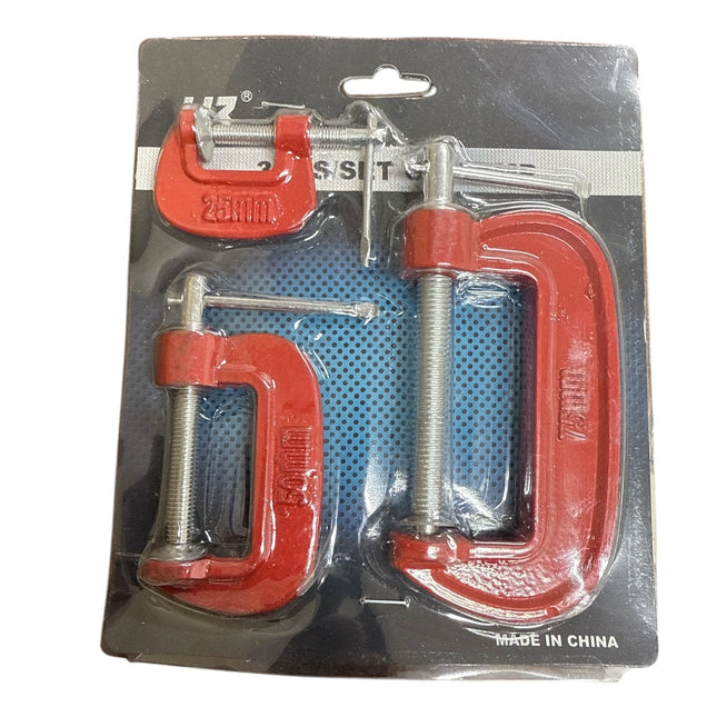 3Pc MINI G CLAMP SET 25mm 50mm 75mm Small Wood/Metal C Grip/Vice Hobby Hand Tool