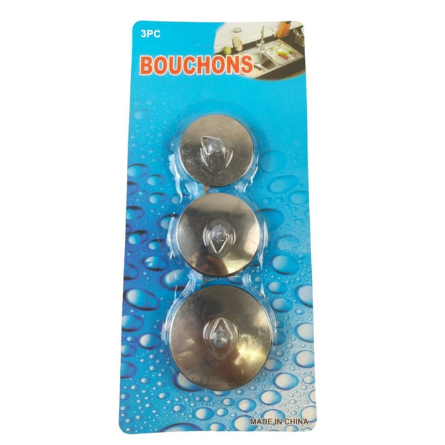 3Pcs Multi Fit Bath & Sink Plugs Kitchen Hole Basin Hair Catcher Cover Stopper